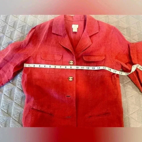 J. Jill Women’s Linen Desert Coral 4 Button Casual Blazer SZ S - Picture 5 of 6